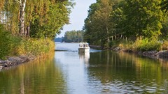 Landscapes nature Trees Boats rivers