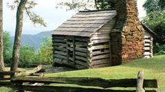 Landscapes nature Trees cabin