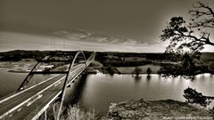 Landscapes nature Trees clouds black and white Bridges rivers 