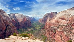 Landscapes nature Trees clouds canyon Utah ravine cliffs Zion 