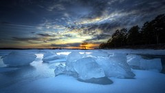 Landscapes nature Trees clouds icebergs