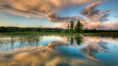 Landscapes nature Trees clouds lakes reflections