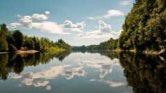 Landscapes nature Trees clouds reflections rivers