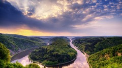 Landscapes nature Trees clouds rivers skyscapes