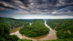 Landscapes nature Trees clouds Wood rivers skies