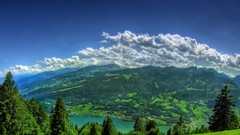 Landscapes nature Trees grass Mountains clouds hills Green 