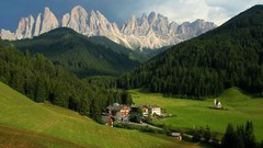 Landscapes nature Trees grass Mountains summer hills Alps Italy 