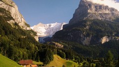 Landscapes nature Trees grass snow Mountains clouds switzerland 