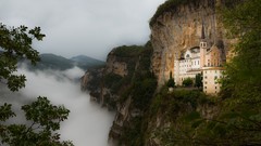Landscapes nature Trees gray hills Green cliffs Beige Castles 