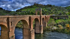 Landscapes nature Trees hills Bricks Bridges architecture 