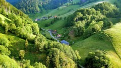 Landscapes nature Trees hills Green morning germany roads 