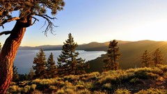 Landscapes nature Trees hills lakes landmark