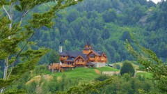 Landscapes nature Trees House buildings chile forests carretera 