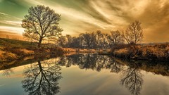Landscapes nature Trees lakes skies