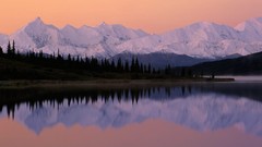 Landscapes nature Trees Mountains Alaska lakes reflections