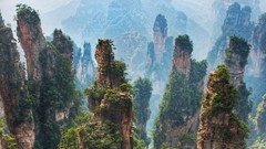 Landscapes nature Trees Mountains China peaks national park 