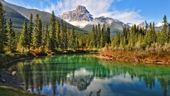 Landscapes nature Trees Mountains clouds