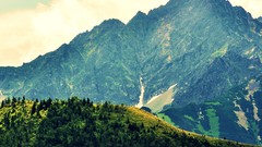 Landscapes nature Trees Mountains clouds