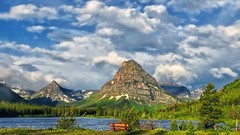 Landscapes nature Trees Mountains clouds