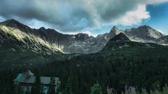 Landscapes nature Trees Mountains clouds