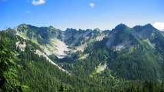 Landscapes nature Trees Mountains clouds Green olympic forests
