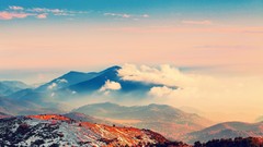 Landscapes nature Trees Mountains clouds hills