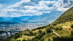 Landscapes nature Trees Mountains clouds hills France forests 