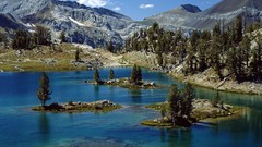 Landscapes nature Trees Mountains clouds lakes