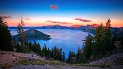 Landscapes nature Trees Mountains clouds lakes