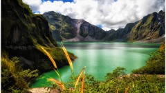 Landscapes nature Trees Mountains clouds lakes