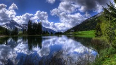 Landscapes nature Trees Mountains clouds lakes reflections 