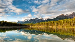 Landscapes nature Trees Mountains clouds lakes reflections