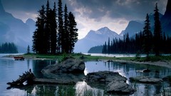 Landscapes nature Trees Mountains clouds lakes reflections