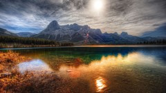 Landscapes nature Trees Mountains clouds lakes skyscapes