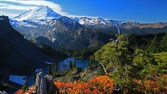 Landscapes nature Trees Mountains clouds outdoors skies