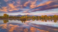 Landscapes nature Trees Mountains clouds reflections