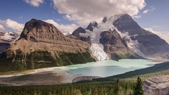 Landscapes nature Trees Mountains Green cloud Bridges lakes 