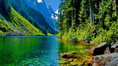 Landscapes nature Trees Mountains lakes forests