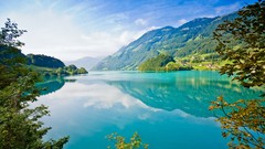 Landscapes nature Trees Mountains lakes reflections