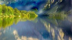 Landscapes nature Trees Mountains lakes reflections