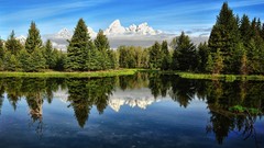 Landscapes nature Trees Mountains lakes reflections skyscapes