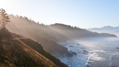 Landscapes nature Trees Mountains ocean