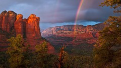 Landscapes nature Trees Mountains rainbows rock formations