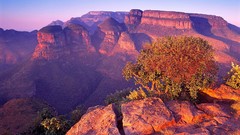 Landscapes nature Trees Mountains red horizon