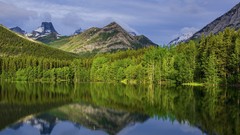 Landscapes nature Trees Mountains reflections