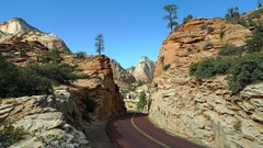 Landscapes nature Trees Mountains roads Zion National Park