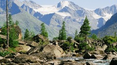 Landscapes nature Trees Mountains rocks rivers