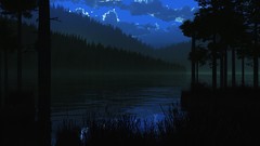 Landscapes nature Trees night water clouds dark Plants skies 