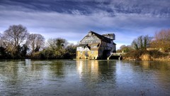Landscapes nature Trees old mill lakes