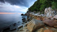 Landscapes nature Trees rocks lakes landmark
